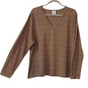 Columbia Heatherd Brown V-neck Long Sleeve Shirt Size 2X